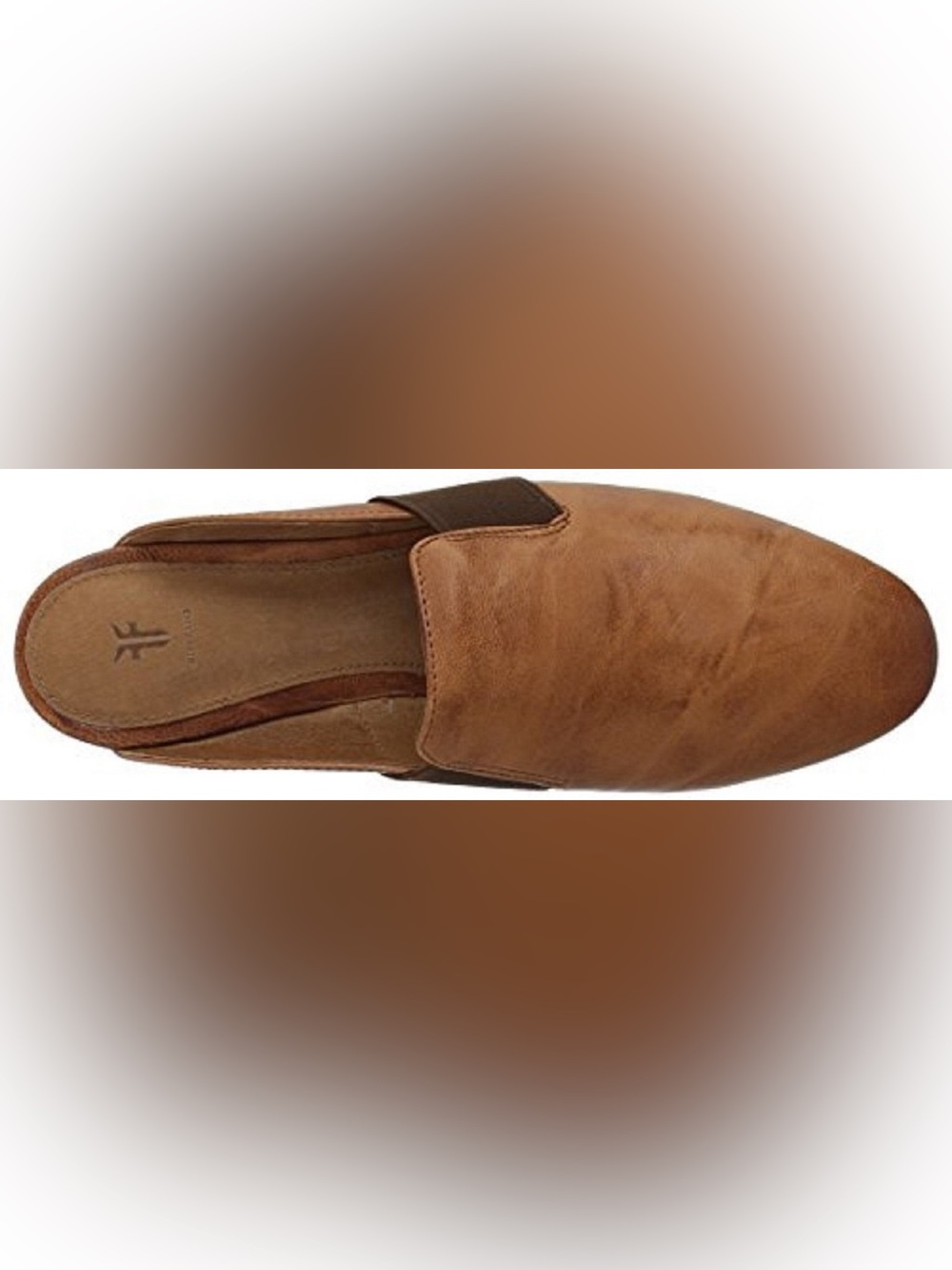 Women Frye Terri Gore Distressed Leather Mules Camel Size 7.5